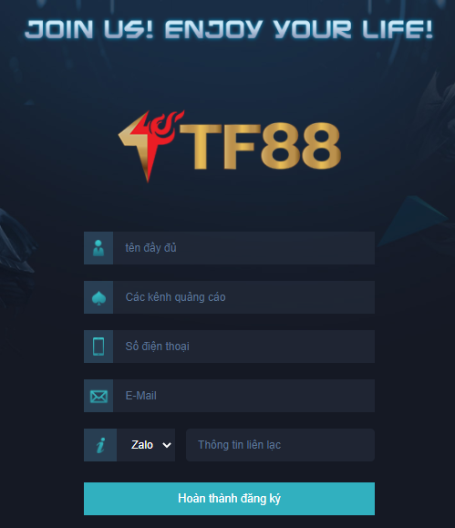Điền thông tin chi tiết cho TF88